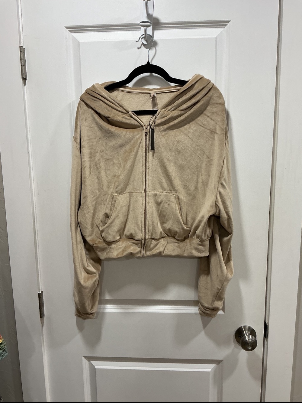 Skims Women's Velour Soft Cropped Hoodie 3X